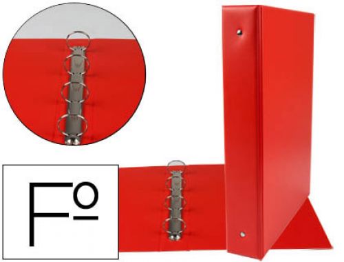 Pasta liderpapel 4 aneis 40 mm redondos plastico folio cor vermelho , Liderpapel , 73747 , 8423473072046